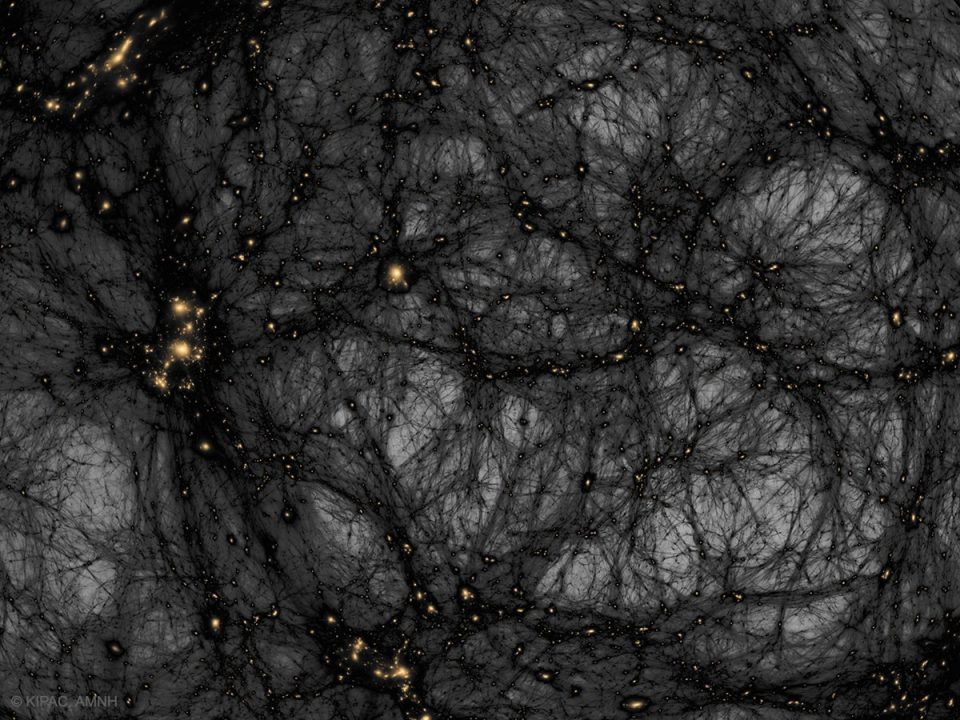 Una simulación del Hayden Planetarium muestra cómo la materia oscura filamentosa conecta el universo observable